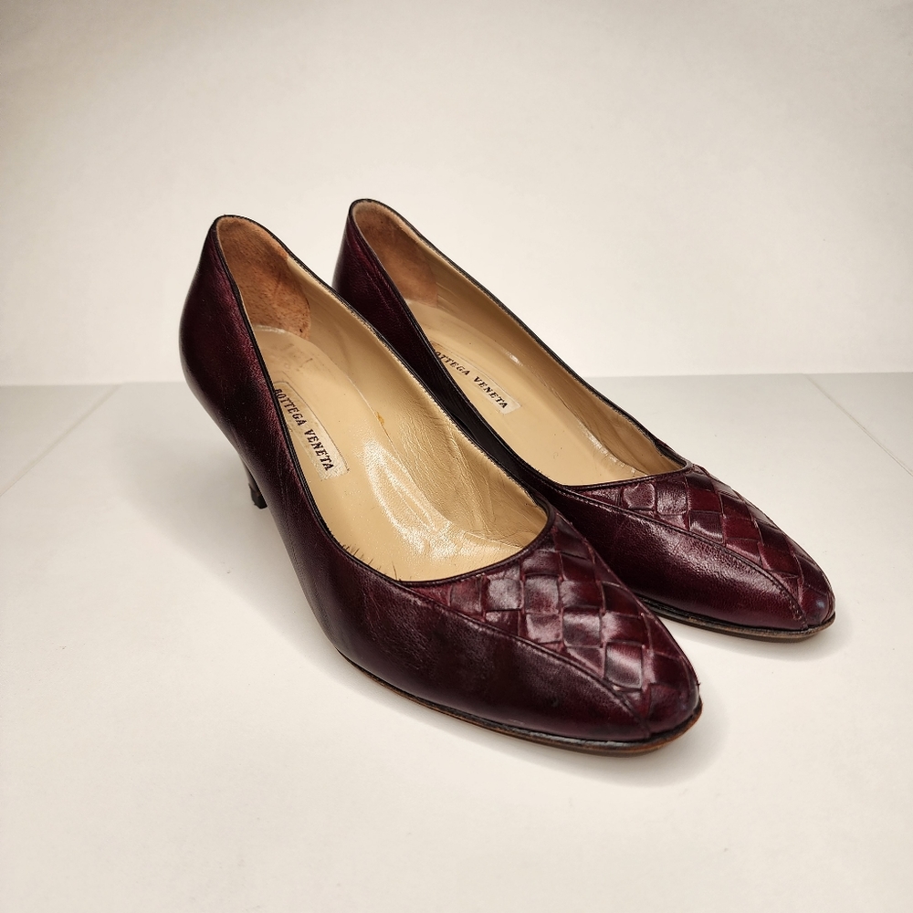 Bottega Veneta Vintage Woven Leather Pumps Sz 6.5